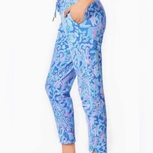 Lilly Pulitzer Emora Knit Pants Boca Blue Sea What I Sea size Large